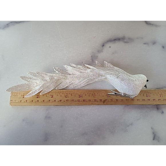 White Glitter Bird Decor - Picture 8 of 10